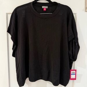 Vince Camuto Black Oversized Dolman Sleeve T-Shirt